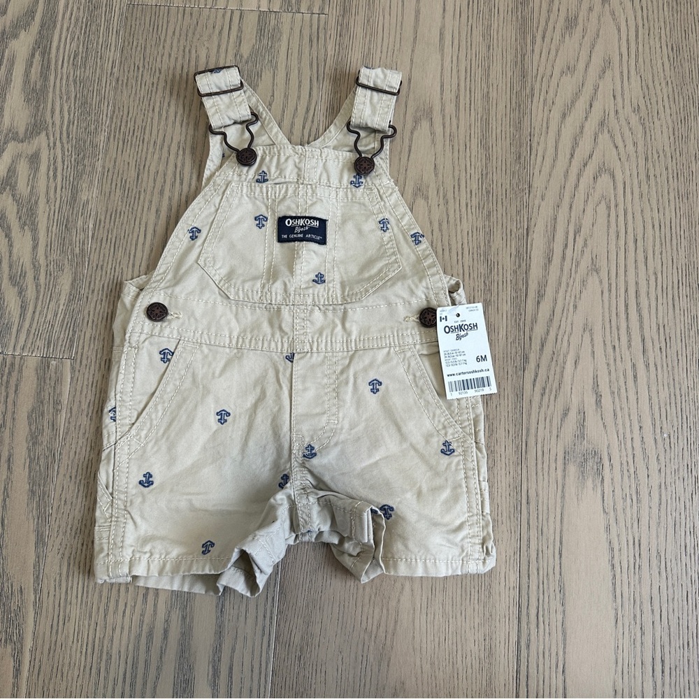 OshKosh B'gosh Kids Beige Overalls and Ralph Lauren set